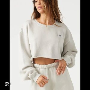 Joah Brown Cut Off Sweatshirt in Sahara